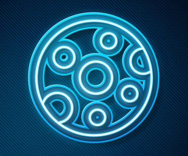 Parlayan neon hattı Dolunay simgesi mavi arkaplanda izole edildi. Bulutlu gece işareti. Uyku rüyalarının sembolü. Gece ya da yatak zamanı tabelası. Vektör.