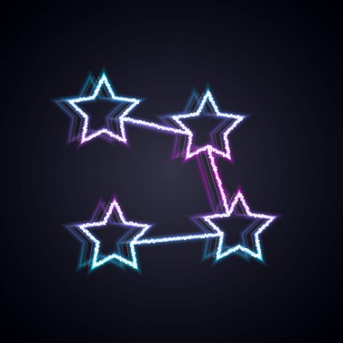 Glowing neon line Star constellation zodiac icon isolated on black background. Vector.