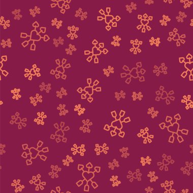 Brown line Amour symbol with heart and arrow icon isolated seamless pattern on red background. Love sign. Happy Valentines day. Vector.