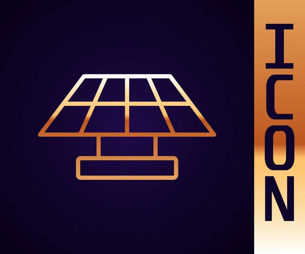 Goldene Linie Solarpaneel Auf Schwarzem Hintergrund Isoliert Vektor — Stockvektor