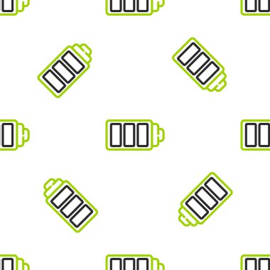 Çizgi Batarya şarj seviyesi gösterge simgesi beyaz arkaplanda izole edilmiş kusursuz desen. Vektör İllüstrasyonu.