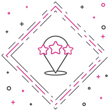 Beşinci Satır: Müşteri Ürün Değerlendirme simgesi beyaz arkaplanda izole edildi. Favori, en iyi derecelendirme, ödül sembolü. Renkli taslak konsepti. Vektör