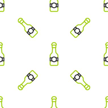 Şampanya şişesi simgesi beyaz arka planda izole edilmiş. Mutlu Noeller ve mutlu yıllar. Vektör