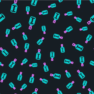 Çizgi Mikrofon simgesi siyah arkaplanda kusursuz desen izole etti. Radyodaki mikrofondan. Sözcü işareti. Vektör