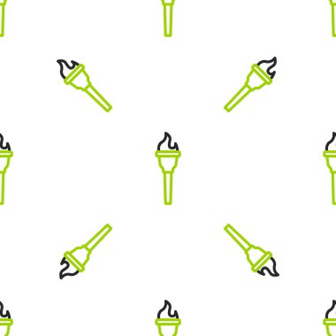 Line Torch alev simgesi beyaz arkaplanda izole edilmiş pürüzsüz desen. Sembol ateşi sıcak, alev gücü, alev ve ısı. Vektör