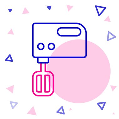 Hat Elektrik karıştırıcı simgesi beyaz arkaplanda izole edildi. Mutfak blenderi. Renkli taslak konsepti. Vektör