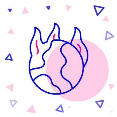 Küresel ısınma ikonu beyaz arka planda izole edildi. Renkli taslak konsepti. Vektör