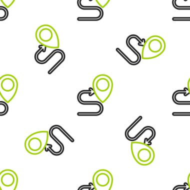 Line Route konum simgesi beyaz arkaplanda izole edilmiş pürüzsüz desen. Harita işaretçisi işareti. Yol ya da yol kavramı. GPS navigatörü. Vektör