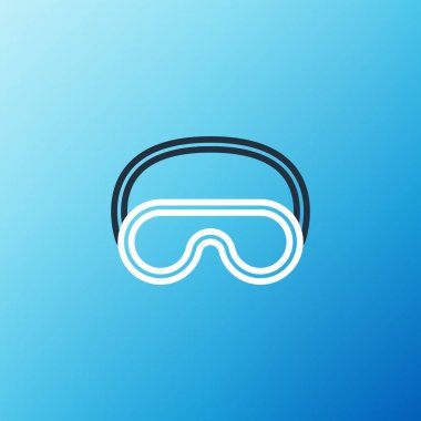 Çizgi Göz Uyku Maskesi simgesi mavi arkaplanda izole edildi. Renkli taslak konsepti. Vektör