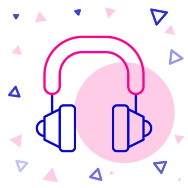 Beyaz arkaplanda hat kulaklığı simgesi izole edildi. Kulaklıklar. Müzik, hizmet, iletişim ve operatör konsepti. Renkli taslak konsepti. Vektör