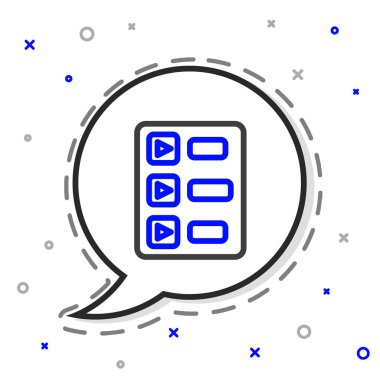 Satır Müzik Listesi simgesi beyaz arkaplanda izole edildi. Renkli taslak konsepti. Vektör