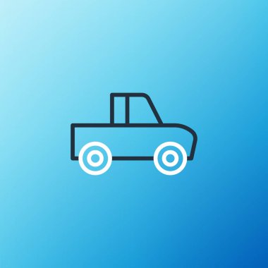 Kamyon ikonu mavi arka planda izole edildi. Renkli taslak konsepti. Vektör