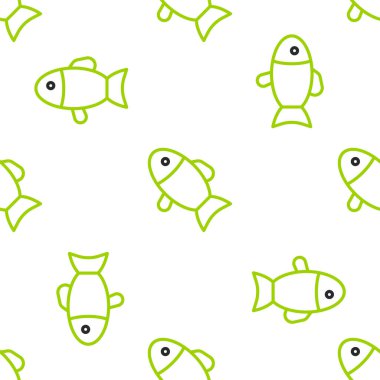 Line Fish simgesi beyaz arkaplanda izole edilmiş kusursuz desen. Vektör
