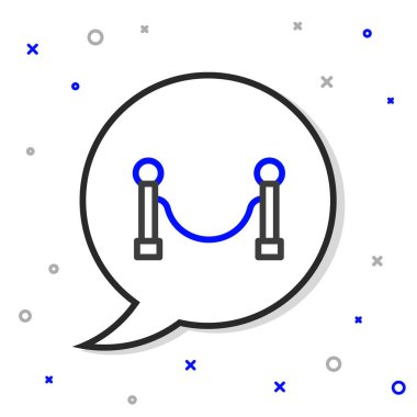 İp bariyeri simgesi beyaz arkaplanda izole edildi. VIP etkinliği, lüks kutlama. Ünlüler partisi girişi. Renkli taslak konsepti. Vektör