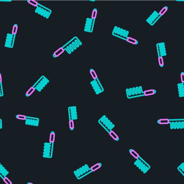 Çizgi saç fırçası simgesi siyah arkaplandaki kusursuz deseni izole etti. Taraklı saç işareti. Berber sembolü. Vektör