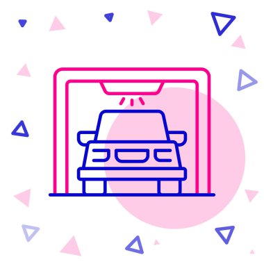 Çizgi Araba Yıkama ikonu beyaz arkaplanda izole edildi. Araba yıkama ve su bulutu ikonu. Renkli taslak konsepti. Vektör