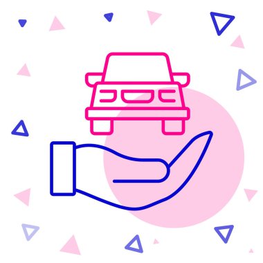 Otomobil servisi beyaz arkaplanda izole edilmiş otomotiv simgesini kontrol et. Araba servisi. Renkli taslak konsepti. Vektör