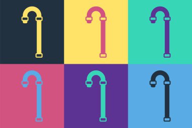 Pop Art Walking baston ikonu renkli arka planda izole edilmiş. Vektör.