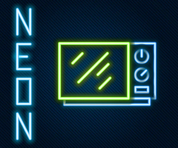 Gloeiende Neon Lijn Magnetron Pictogram Geïsoleerd Zwarte Achtergrond Pictogram Huishoudelijke — Stockvector