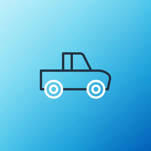 Line Pickup Truck Icon Isolated Blue Background Colorful Outline Concept — Stock Vector
