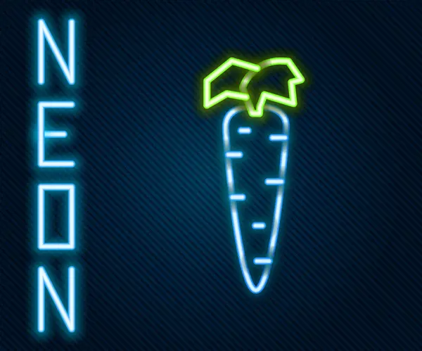 Gloeiende Neon Lijn Wortel Pictogram Geïsoleerd Zwarte Achtergrond Kleurrijk Concept — Stockvector