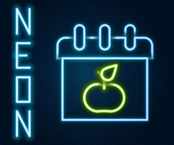 Glödande Neon Line World Vegetariskt Dag Ikon Isolerad Svart Bakgrund — Stock vektor