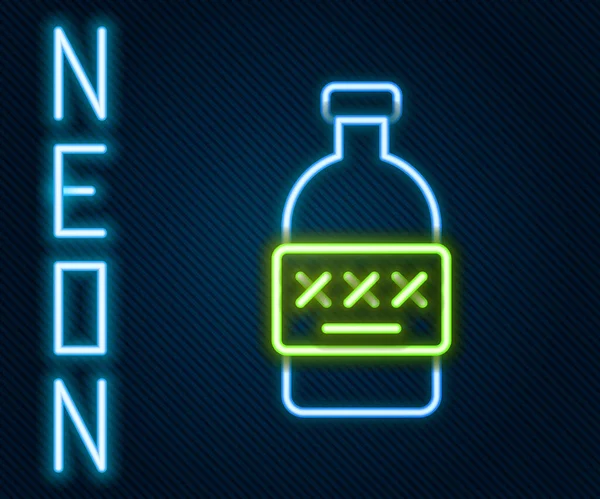 Parlayan Neon Hattı Zehirli Alkol Ikonu Siyah Arka Planda Izole — Stok Vektör
