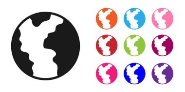 Siyah Küresel Ekonomik Kriz ikonu beyaz arka planda izole edildi. Dünya finans krizi. Simgeleri renklendirin. Vektör