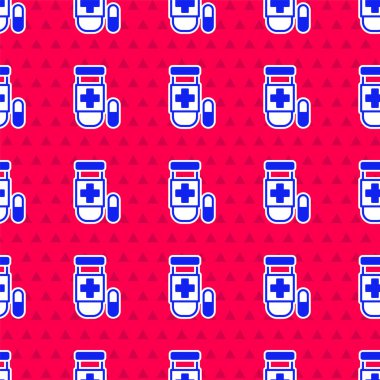 Mavi panzehir simgesi kırmızı arkaplanda izole edilmiş. Vektör