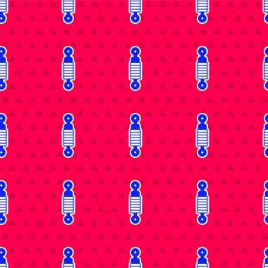 Mavi Şok emici simgesi kırmızı arkaplanda izole edilmiş pürüzsüz desen. Vektör