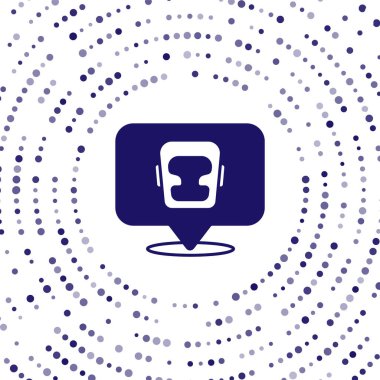 Blue Boxing helmet icon isolated on white background. Abstract circle random dots. Vector