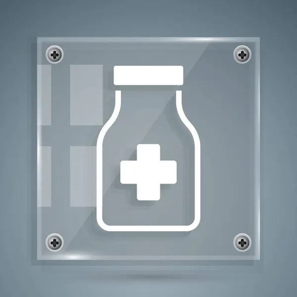 White Sedative Pillen Pictogram Geïsoleerd Grijze Achtergrond Vierkante Glazen Panelen — Stockvector