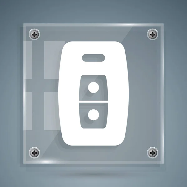 White Car Key Remote Icon Isolated Grey Background Car Key — Image vectorielle