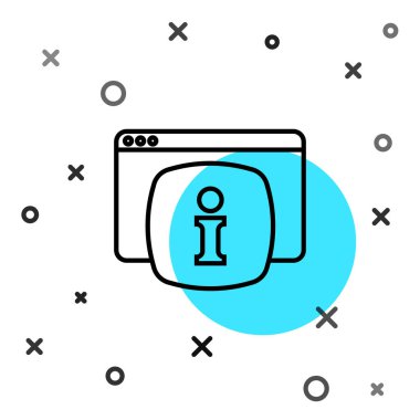 Siyah çizgi bilgisayar monitörü beyaz arkaplanda SSS bilgi simgesi izole edildi. Sık sık sorulan sorular. Rastgele dinamik şekiller. Vektör.