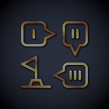 Altın Çizgi Planlama Stratejisi konsepti simgesi siyah arkaplanda izole edildi. Düzen ve taktik. Vektör.