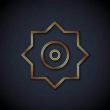 Gold line Falling star icon isolated on black background. Meteoroid, meteorite, comet, asteroid, star icon.  Vector