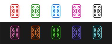 Set line Sedative pills icon isolated on black and white background.  Vector