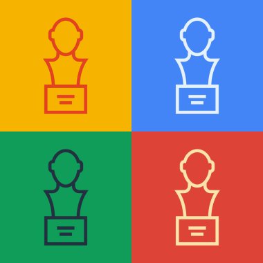 Pop Art Line Alçıtaşı baş heykel büstü simgesi renk arkaplanda izole edildi. Vektör