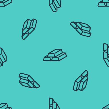 Siyah çizgi altın çubuk simgesi, yeşil arkaplanda izole edilmiş pürüzsüz desen. Bankacılık işi konsepti. Vektör