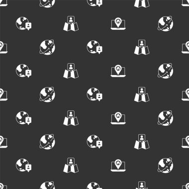 Şehir haritası navigasyonunu, Dünya 'nın yörüngesindeki uyduları, konum küresini ve konum işaretleyicisiyle birlikte pürüzsüz bir şablon oluşturun. Vektör