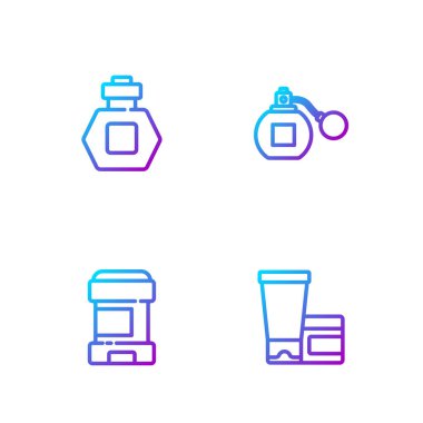 Krem ya da losyon kozmetik tüpü, terleme önleyici deodorant rulosu, parfüm ve... Renk simgeleri. Vektör