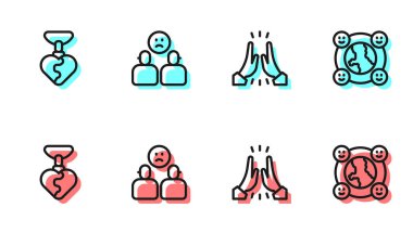 Gayri resmi selamlama, kalp şeklinde kolye, Karmaşık İlişki ve Uluslararası Toplum ikonu. Vektör