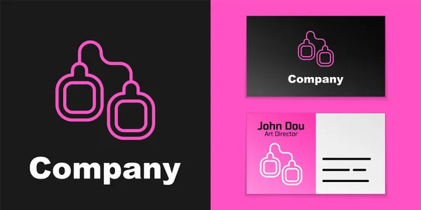 Roze Lijn Handboeien Pictogram Geïsoleerd Zwarte Achtergrond Logo Ontwerp Template — Stockvector