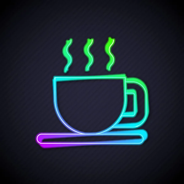 Leuchtende Neon Linie Tasse Tee Symbol Isoliert Auf Schwarzem Hintergrund — Stockvektor