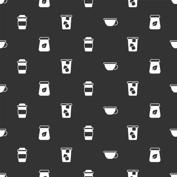 Набор Чашка Чая Упаковка Чая Лед Бесшовный Шаблон Вектор — стоковый вектор