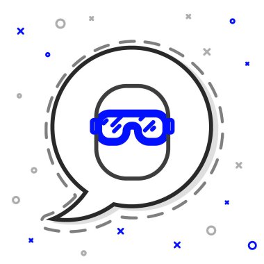 Çizgi Kayak gözlüğü simgesi beyaz arkaplanda izole edildi. Olağanüstü bir spor. Spor malzemeleri. Renkli taslak konsepti. Vektör