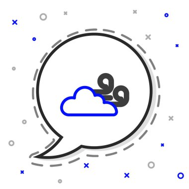 Çizgi Rüzgarlı hava simgesi beyaz arkaplanda izole edildi. Bulut ve rüzgar. Renkli taslak konsepti. Vektör