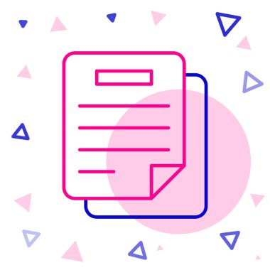 Beyaz arkaplanda satır belgesi simgesi izole edildi. Dosya simgesi. Kontrol listesi simgesi. İş konsepti. Renkli taslak konsepti. Vektör