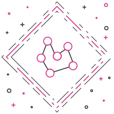 Çizgi Kimyasal Formül simgesi beyaz arkaplanda izole edildi. Yenilikçi tıp, sağlık, araştırma ve bilim için soyut altıgen. Renkli taslak konsepti. Vektör