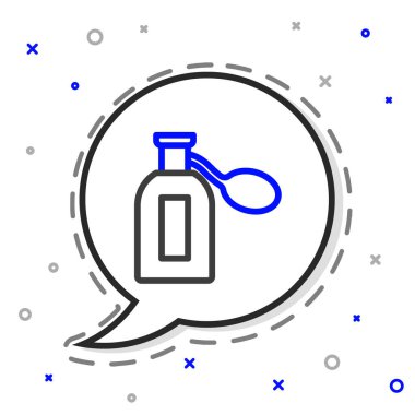 Beyaz arkaplanda çizgi parfüm ikonu izole edildi. Renkli taslak konsepti. Vektör